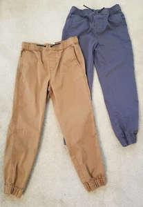 2 Pairs Sonoma Boys Jogger Style Pants Small Size 8 Dark Gray/Mustard Brown - Picture 1 of 3