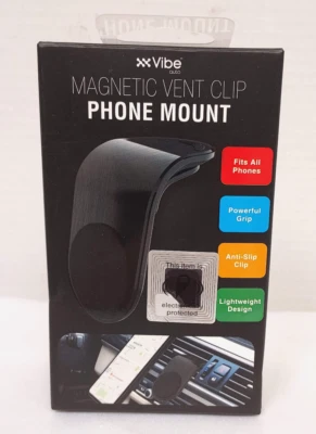 Vibe Universal Magnetic Vent Clip Phone Mount For Cars - Black - Image 1 of 2