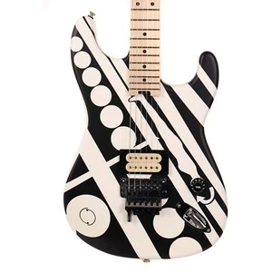 EVH Striped Series Circles Guitar White and Black - Picture 1 of 9