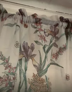 JCPenney Curtain Sheer Pair Multi Color Floral Irises Lillies 40 X 63 1980's - Picture 1 of 11
