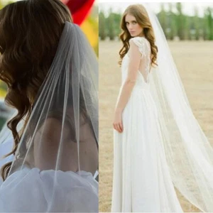 Wedding Veils for Brides One-Layer With hair comb White lvory 1m 2m 3m - Picture 1 of 9