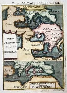 1719 Mediterranean Basin, Ottoman Empire, Spain, Mallet, hand coloured map - Picture 1 of 2