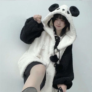 Lady Girl Hoodie Jacket Sweet Cute Coat Panda Ear Loose Kawaii Cosplay Sweet Top - Picture 1 of 13