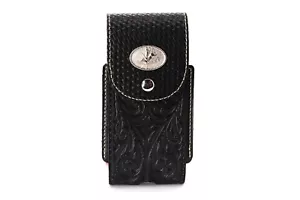 Western Bull Rider Black Leather Phone Holster Holder Magnetic Fit Phone 6x3'' - Picture 1 of 6