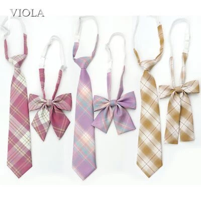 Cream Color Plaid Pattern Ties Men Women Fashion Suit Accessory Neck Bow Set Tie - Image 1 of 4