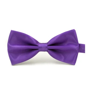 Men Bowtie Classic Wedding Party Bow Tie Solid Color Adjustable Necktie - Picture 1 of 27