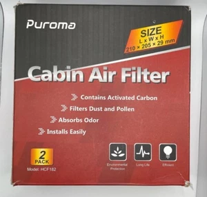 2 Pack Puroma Model HCF182   Cabin Air Filter HCF182  NEW - Bild 1 von 2