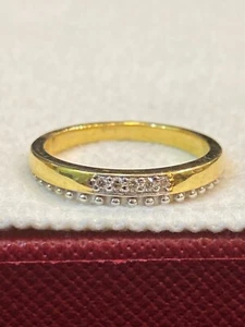 Pave 0,08 Cts Runde Brilliant Natürlich Diamanten Hochzeit Band Ring In 14K Gold - Bild 1 von 12