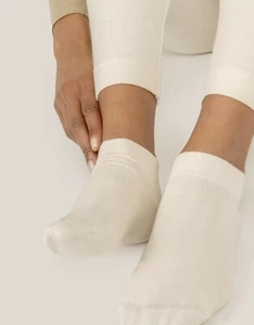 Calcetines al tobillo unisex blancos marrones comercio justo 96% algodón orgánico 4% elásticos suaves - Imagen 1 de 12