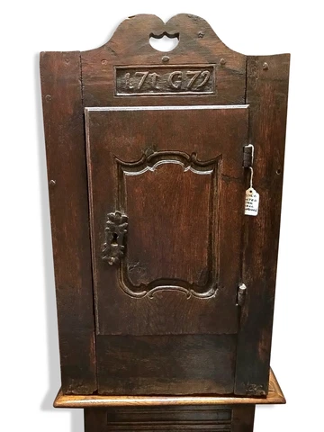 D.1779 Antique Oak Wall Cupboard,& Initialed Original Hardware continental Rare Cover