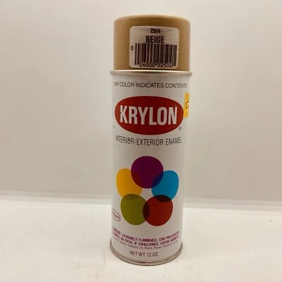 Lata de pintura en aerosol vintage años 80 KRYLON beige - 2504 código de barras Borden Inc Foto 1 de 4