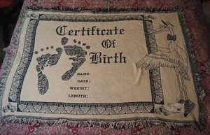 Pure Country weavers birth Certificate throw blue cotton woven Made in USA - Picture 1 of 5