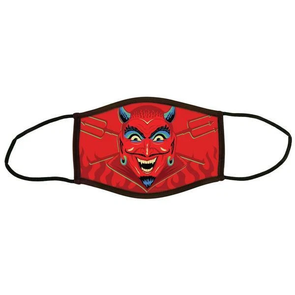 Devil Face Mask Cover Carnival Circus Fun House Gothic Retro Horror Halloween - Image 1 of 1