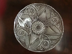 Large Unique Crystal Bowl-Platter Etched Cut Design - Picture 1 of 6