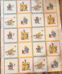 Vintage Paddington Bear Fabric 1987 White Cotton Print 1 1/2 yards 20 blocks - Picture 1 of 5