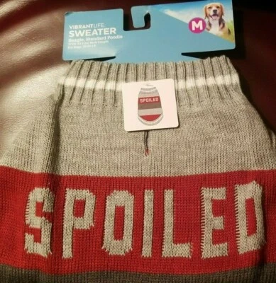 Vibrant Life Gray & Red SPOILED Dog Pup Apparel SWEATER SZ Med 20- 50 lbs NWT - Image 1 of 4