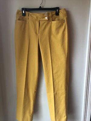 NWT Larry Levine Stretch Mustard Straight  Leg  Pants High Rise SZ 10 - Image 1 of 4
