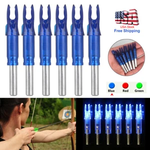 6Pcs For Hunting Compound Recurve Bow Archery 6.2mm LED Lighted Arrow Nocks - - Picture 1 of 16