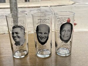 Vintage LOT OF 3 of 1970 NFL Green Bay Packers Pizza Hut Glasses. Lombardi, etc