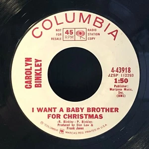 1966 Carolyn Binkley “Baby Brother for Christmas” wlp 45 - Picture 1 of 2