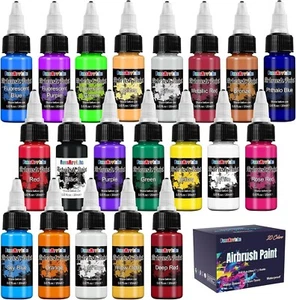 Airbrush Paint Set, 20 Colors Acrylic Air Brush Paint Kit,Opaque & Neon Colors - Picture 1 of 6