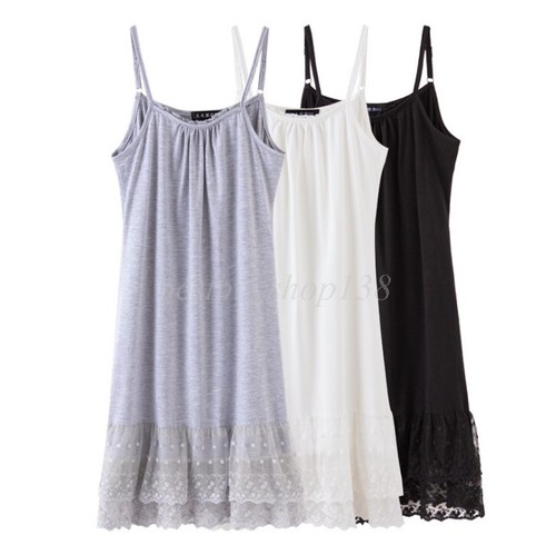 OFF WHITE Camicia donna pizzo orlo abito lungo estensibile completo slip top extender camicia