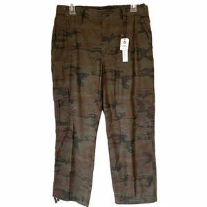 Sanctuary Clothing Getaway Cargo Camo Print Ankle Crop Pants Green Brown Black L - Picture 1 of 9
