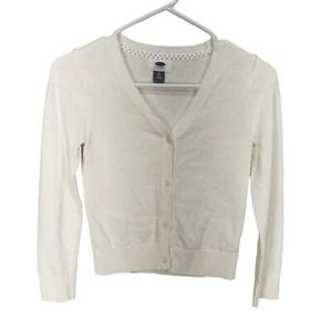 Old Navy White Button Up Girl's Size 8 Regular School Uniform Sweater - Picture 1 of 9
