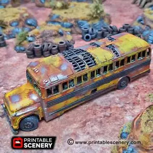 Autobús escolar abandonado - 15 mm 28 mm 20 mm 32 mm Brave New Worlds Wasteworld Gaslands - Imagen 1 de 5