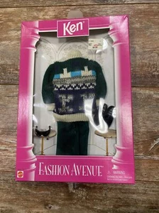 Barbie Fashion Avenue 14679 Ken Fashions Outfit Sweater Green Pants Loafers NEW - Picture 1 of 2