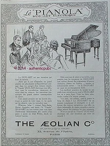 PUBLICITE PIANO PIANOLA DUO ART THE AEOLIAN DE 1925 FRENCH AD PUB ART DECO - Picture 1 of 1