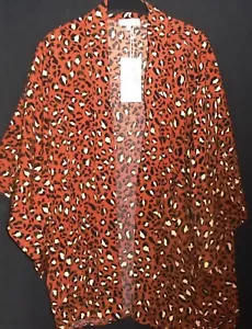 Warehouse Animal Print Kimono Jacket leopard brown top Size M / L New Tags BNWT - Picture 1 of 6