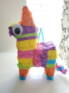 Fillable Miniature Pinata Donkey Rainbow Mexican Party Decoration 6" x 11" - Picture 1 of 8