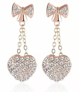 Sweet Heart Schleife Ohrringe 18K Roségold Platte *KOSTENLOSER UK Versand & SCHNELLER Versand* - Bild 1 von 1