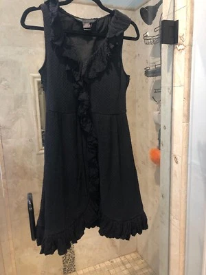 Vestido para mujer Marc Jacobs negro estampado sin mangas con volantes lunares seda talla S Foto 1 de 4