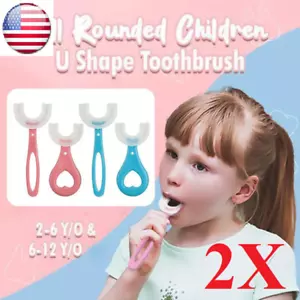 2x Children Kids Baby Toothbrush 360° U-shaped Brush Oral Teeth Cleaner 2-12 Yr - Picture 1 of 8