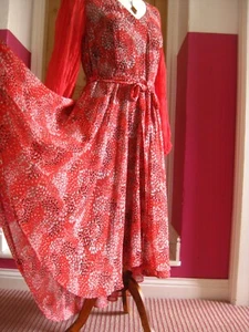 BAUERNKLEID 14 Indianer Hippie Boho transparente Ärmel Rock fließend Maxi JASPIS CONRAN - Bild 1 von 12
