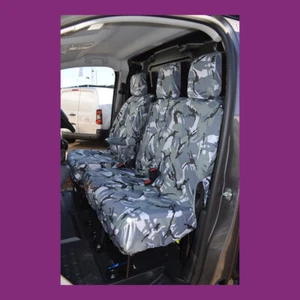 Citroen e-Dispatch 2020+ Fundas de asiento delanteras 3 impermeables gris camuflaje CON bandeja - Imagen 1 de 5