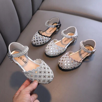 Girls Sandals Wedding Kids Beach Party Princess Dress School Show Flats Shoes - Image 1 of 4