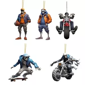 Acrylic Hanging Decor Halloween Skeleton Car Ornament Cool Skul Statue - Picture 1 of 13
