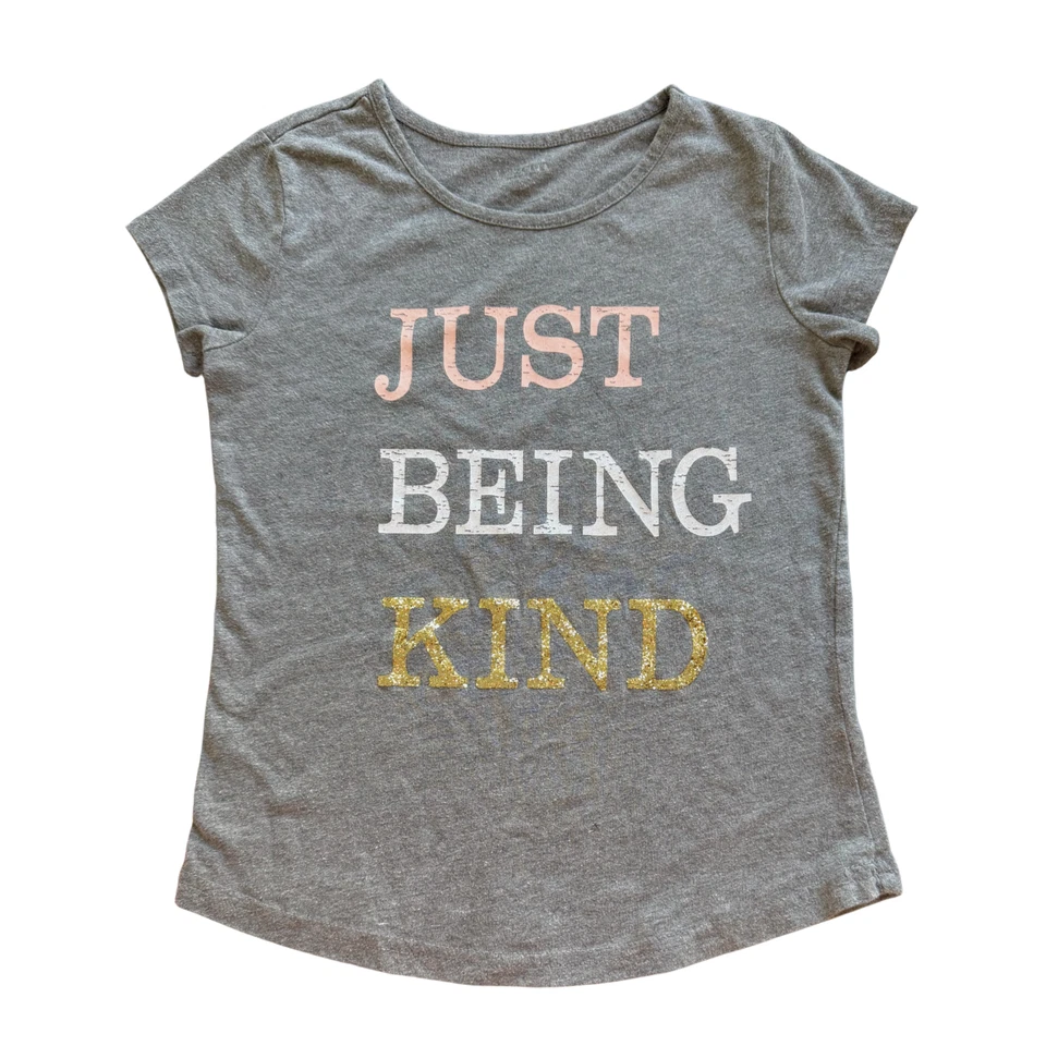 Girls Size 10/12 Graphic Tee Shirt Being Kind Glitter Casual Arizona Jean Co - Image 1 of 4