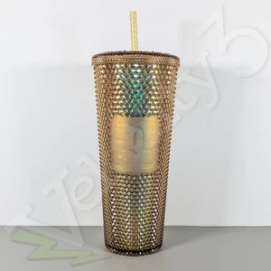 Starbucks Disneyland Resort Venti Gold Studded Tumbler w/ Straw | New in Box - Afbeelding 1 van 13