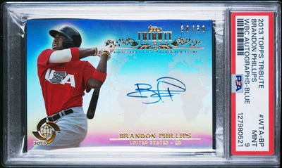 2013 Topps Tribute Brandon Phillips Auto Blue /50 WBC #WTA-BP PSA 9 MINT - Image 1 of 2