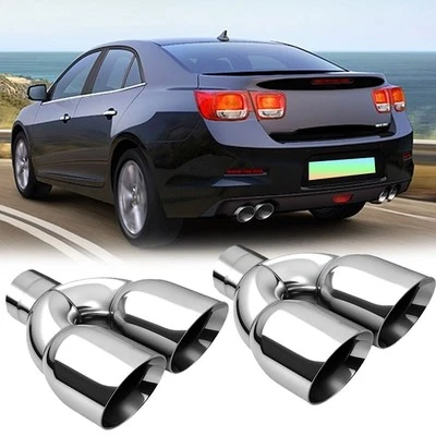 PARA Chevrolet Malibu 2.5" ACERO INOXIDABLE DOBLE PUNTA DE ESCAPE Doble Pared Corte Ángulo Foto 1 de 4
