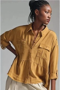 Pilcro Anthropologie Damen gelbes Utility Shirt Buttondown Größe M - Bild 1 von 17