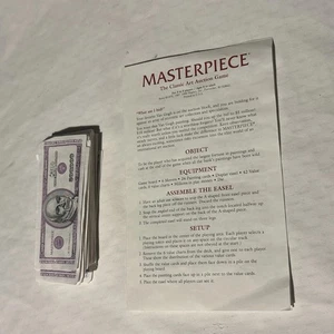 1996 Masterpiece Board Game Replacement Parts Manual & Play Money - Picture 1 of 2