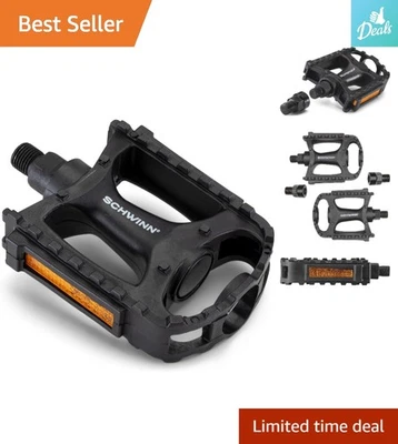 Pedales de bicicleta ligeros con reflectores - plateados/negros, ideales para montar de noche Foto 1 de 4