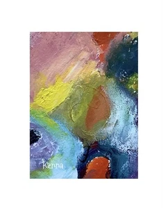 "Pintura Aceo por Kenna arte original abstracto 2,5"" X 3,5"" firmada" - Imagen 1 de 3