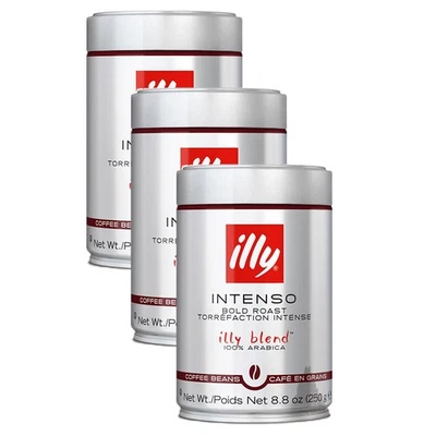 3x Illy 250g Intenso Arabica Coffee Beans Robust/Bold Roast/Full Bodied Drink - image 1 of 2