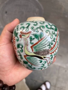 W Schöne Chinesische Qing Dynastie Famille Rose Wu-Cai Porzellantopf - Bild 1 von 8